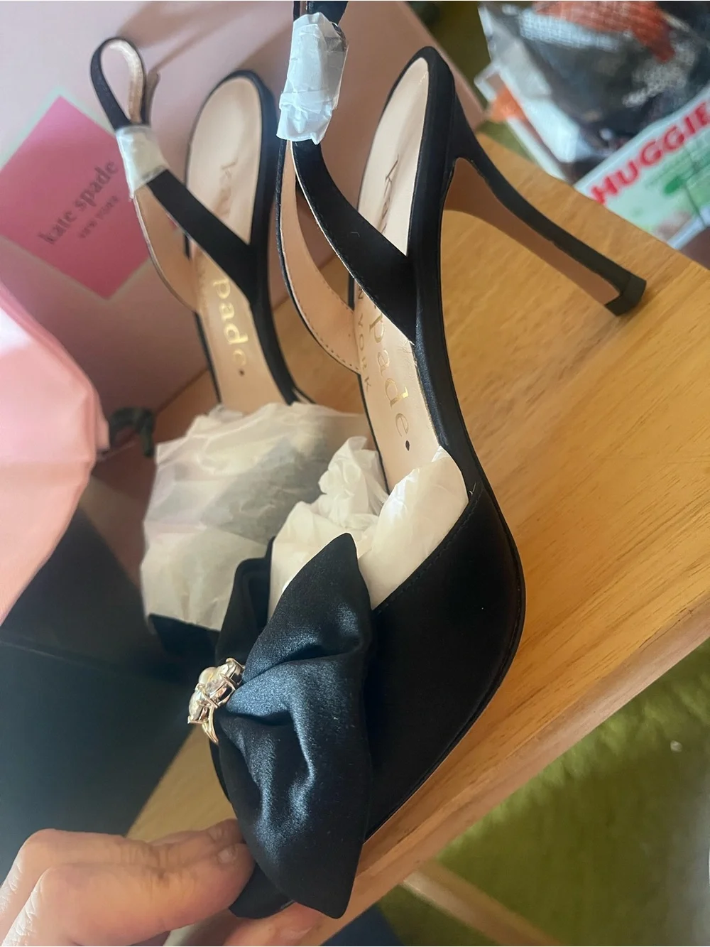 New Kate Spade Happily Black Slingback Pumps Size 8 Dressy Classy Party